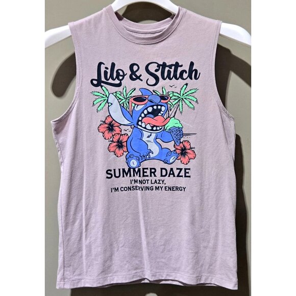 Disney Other - Disney Stitch Pale Mauve Hawaiian Floral Print Tank Top -- Girls' Size XL 14-16